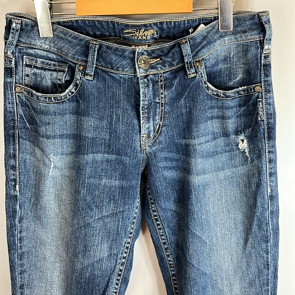 SILVER Aiko Distressed Jeans Size 31x33 Low Rise Bootcut - Picture 4 of 13